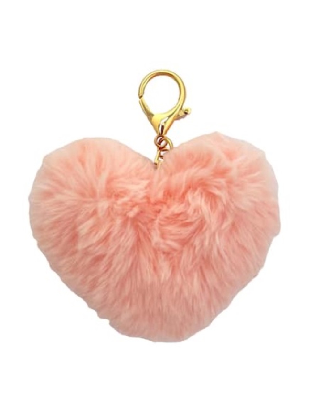 New Blue Moon Studio Pink Heart Faux Fur Keychain